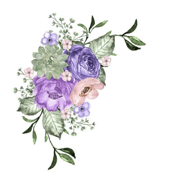 Фиолетовые Акварельные цветы