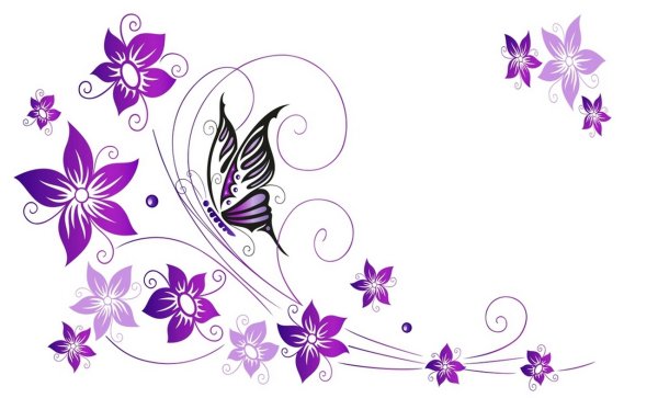 Сиреневый узор на белом фоне