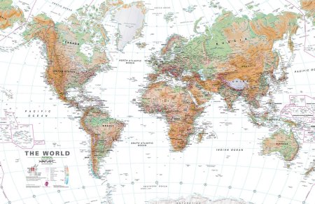 Физическая карта мира в высоком разрешении