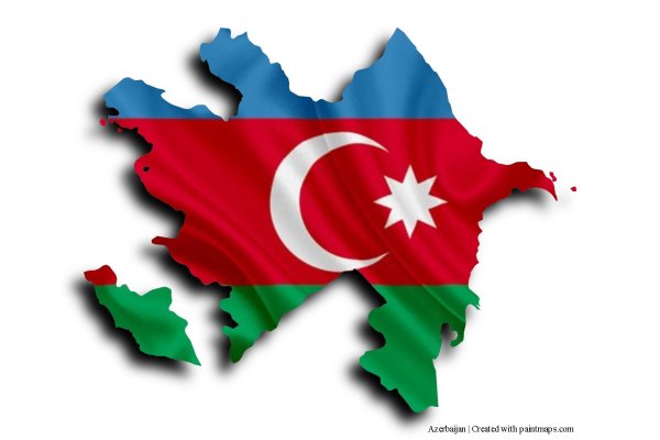 Карта Азербайджана с флагом
