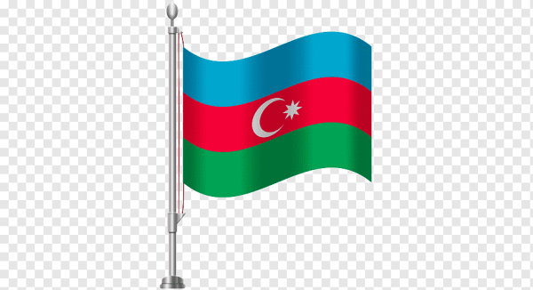 Флаг Азербайджана на флагштоке