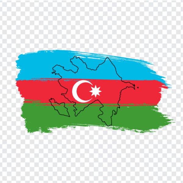 Азербайджанский флаг на бесцветном фоне