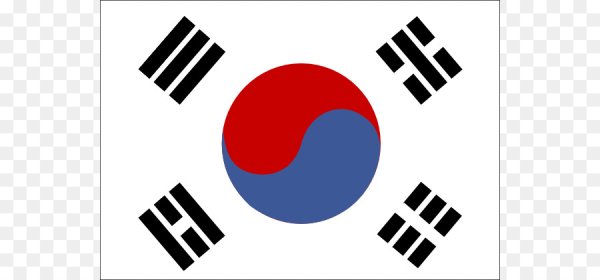 Южно корейский флаг на белом фоне