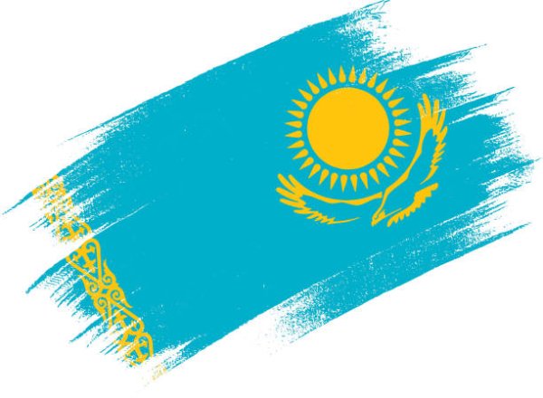 Флаг Казахстана горит