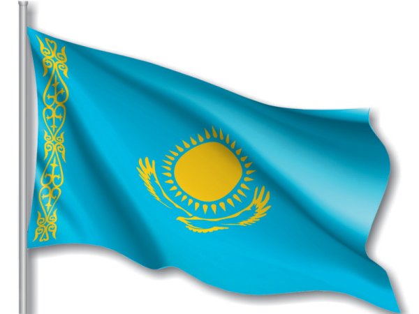 Флаг Казахстана на флагштоке