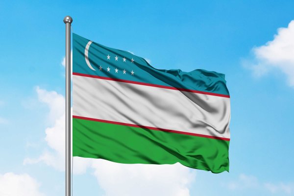 Реющий флаг Узбекистана
