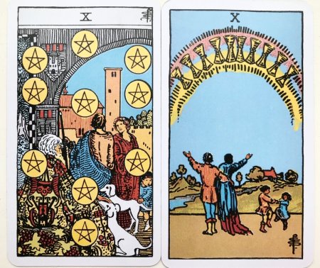 Райдер Уэйт Таро 10 пентаклей