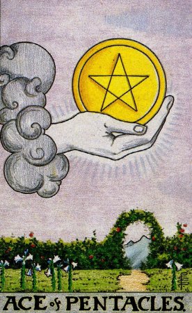 Карта Таро туз пентаклей