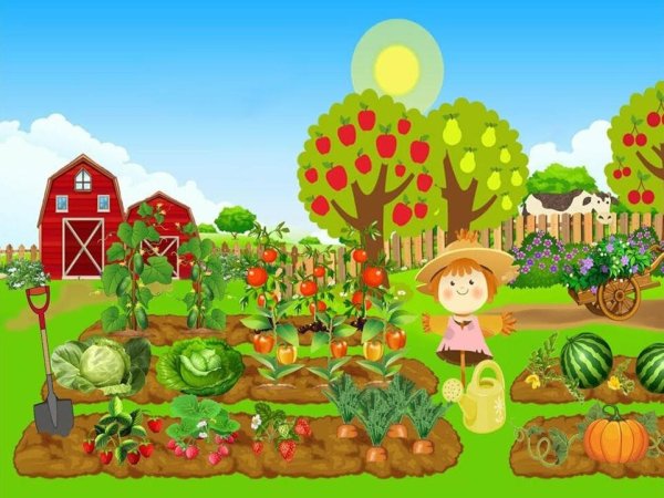 Огород с овощами для детей