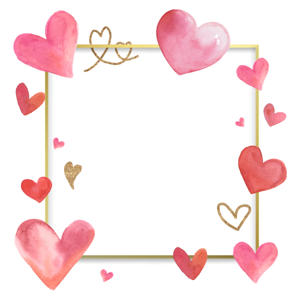Рамка с сердечками на прозрачном фоне