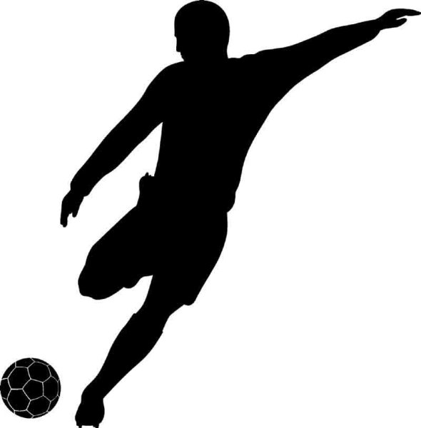 Силуэт футболиста на белом фоне