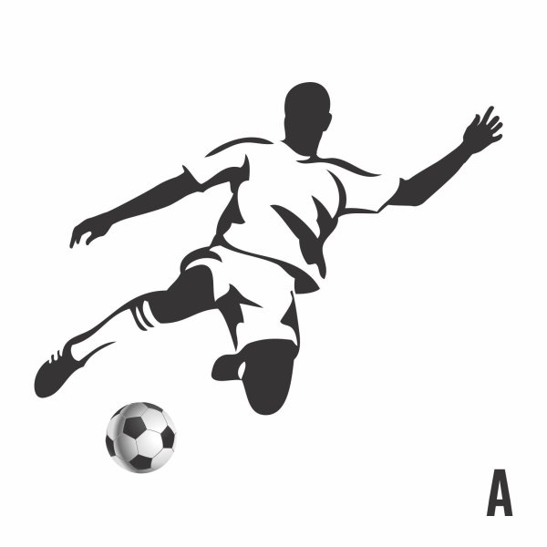 Силуэт футболиста на белом фоне