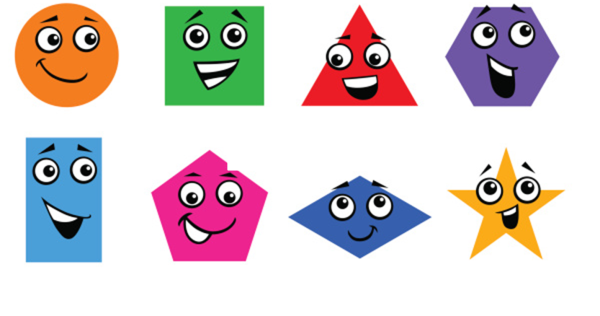 Цветные геометрические фигуры с глазками