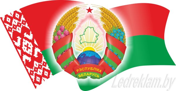 Герб РБ на фоне флага