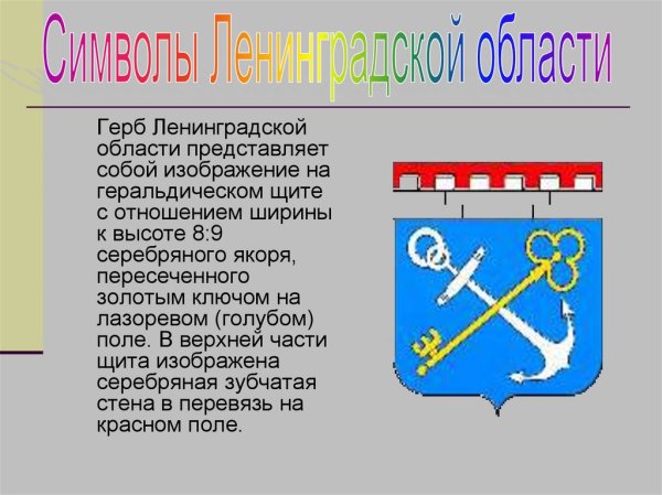 Герб Ленинградской области описание