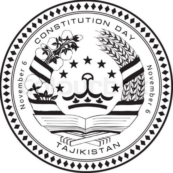 Герб Таджикистана черно белый