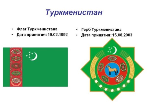 Туркмения флаг и герб