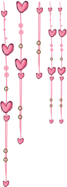 Висячие сердечки на прозрачном фоне