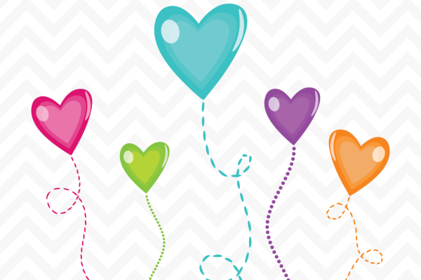 Мультяшный сердечки розовые на веревочке