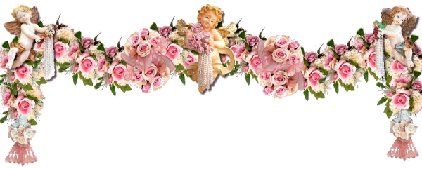 Цветочные бордюры на прозрачном фоне