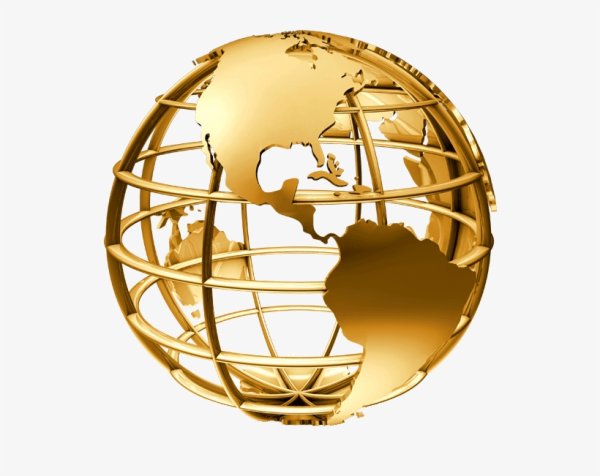 Золотой Глобус на белом фоне