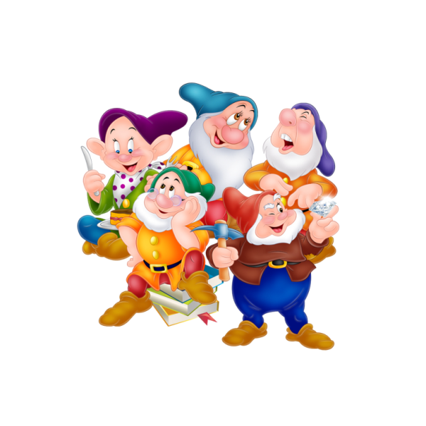 Семь гномов на белом фоне
