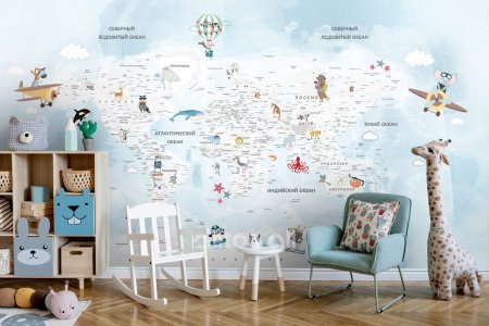 Детские обои карта мира