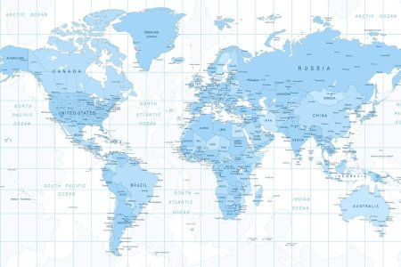 Карта мира в голубых тонах