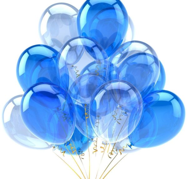 Голубой воздушный шарик на прозрачном фоне
