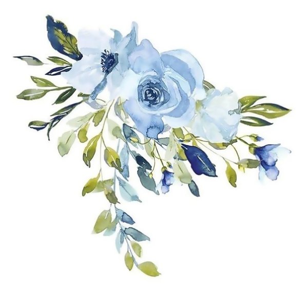 Голубые Акварельные цветы