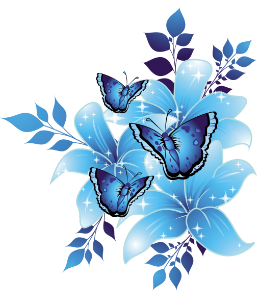 Синие цветы на прозрачном фоне