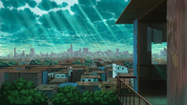 Аниме пейзаж город