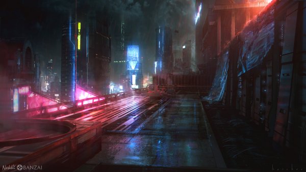 Future City Art Cyberpunk неон