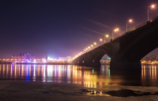 Ночной Красноярск набережная