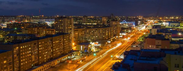 Магнитогорск центр города ночью