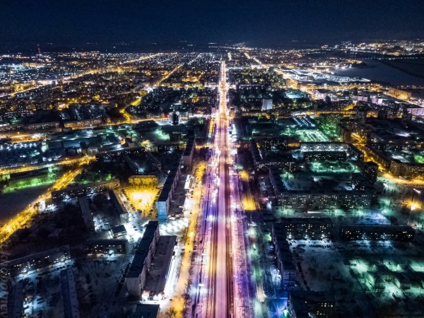 Ночной город Магнитогорск