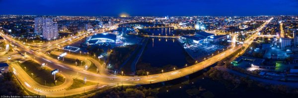 Челябинск с высоты птичьего полета ночью