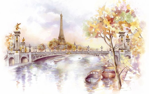 Фреска Париж Эйфелева башня