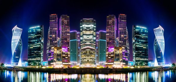 Ночной город Москоу Сити