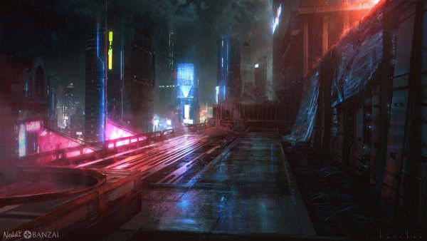 Future City Art Cyberpunk неон