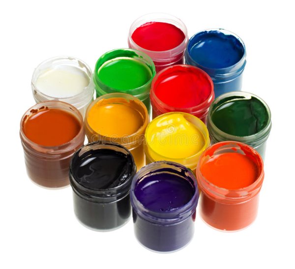 Гуашь на белом фоне