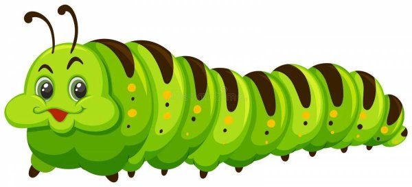 Гусеница на зеленом фоне