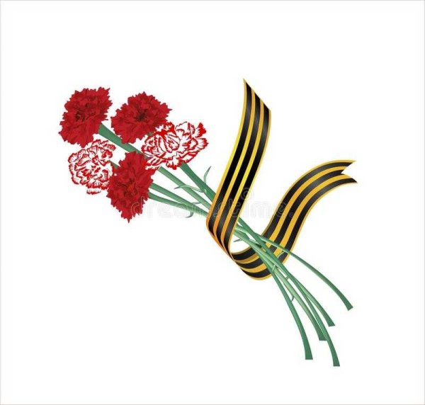 Гвоздики и георгиевские ленточки для вырезания