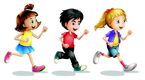 Мальчик и девочка бегут