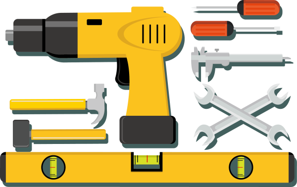 Строительные инструменты на белом фоне