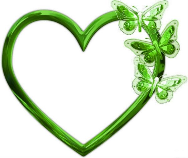 Рамка зеленые сердечки