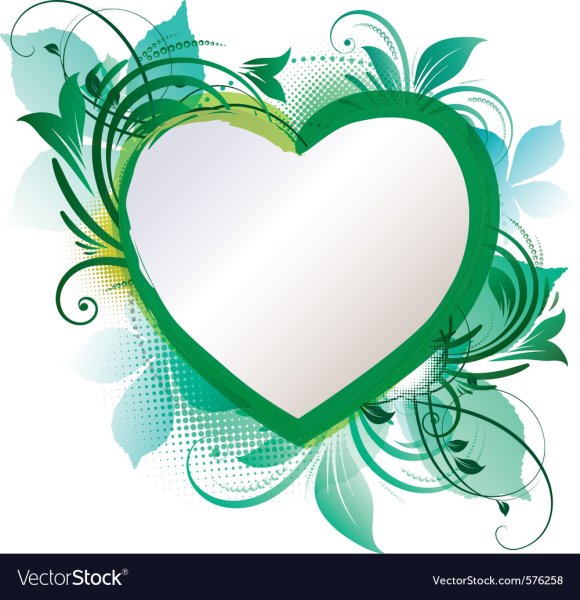 Фоторамка сердце с зеленым фоном