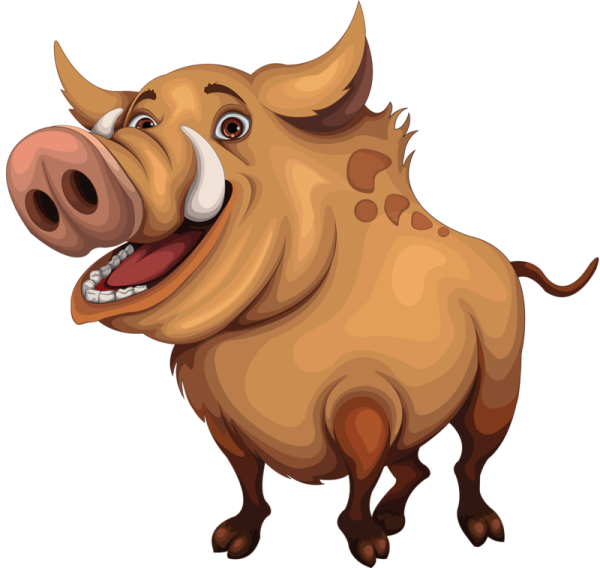 Кабан мультяшный на белом фоне