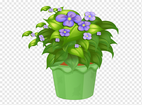 Цветок в горшке мультяшный