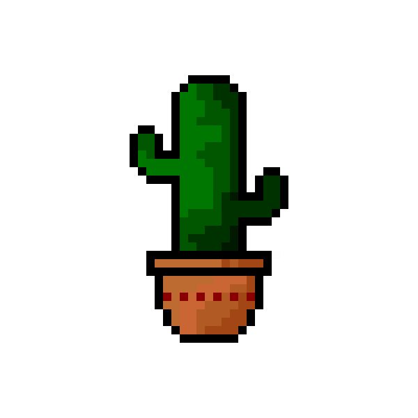 Кактус в горшке пиксельный